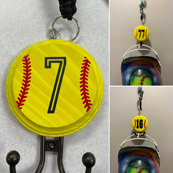 Personalized Softball/Baseball helmet holder with dual hook