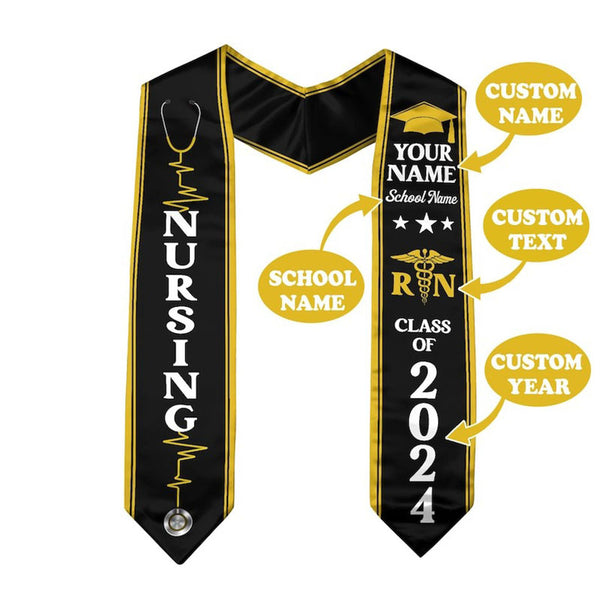 Customize Nursing Stole, Custom Graduation Sash, Nursing Graduation Stole, RN Nursing Stole Graduation Class Of 2024