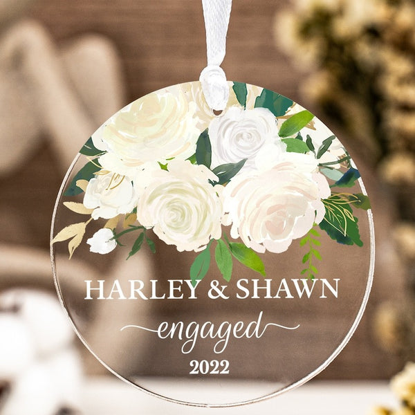 Personalized Engaged Married Ornament Personalized Wedding Ornament - Clear Acrylic - Gifts for Our Newlyweds