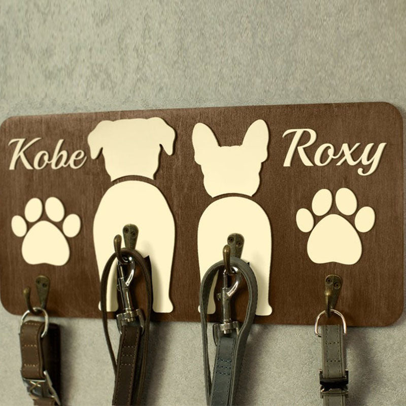 Custom Dog Leash Holder, Personalized Dog Butt Leash Holder for Wall, Dog Leash Hanger with Name