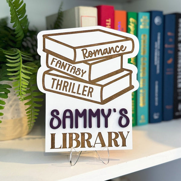 Library Sign, Personalized Library Sign, Book Shelf Decor