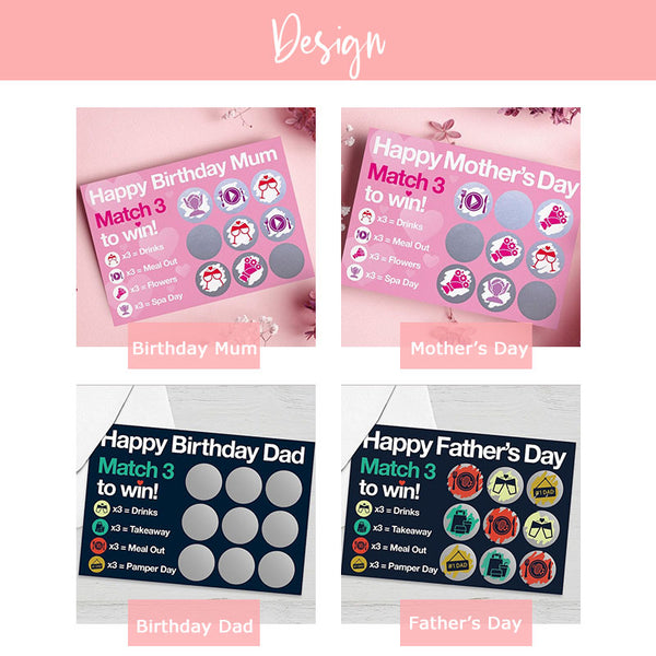 Mothers Day Gift, Gift for Mum,  Birthday Gift for Dad, Gift for Dad Scratch Card, Scratch Card for Mum