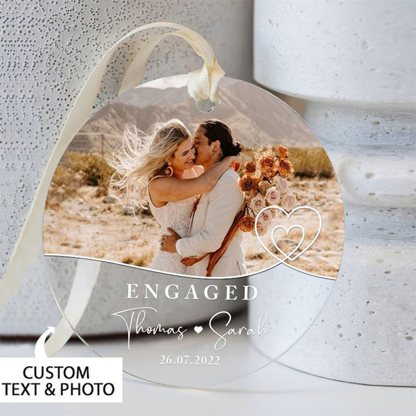 Personalized Engaged Ornament, Engaged First Christmas