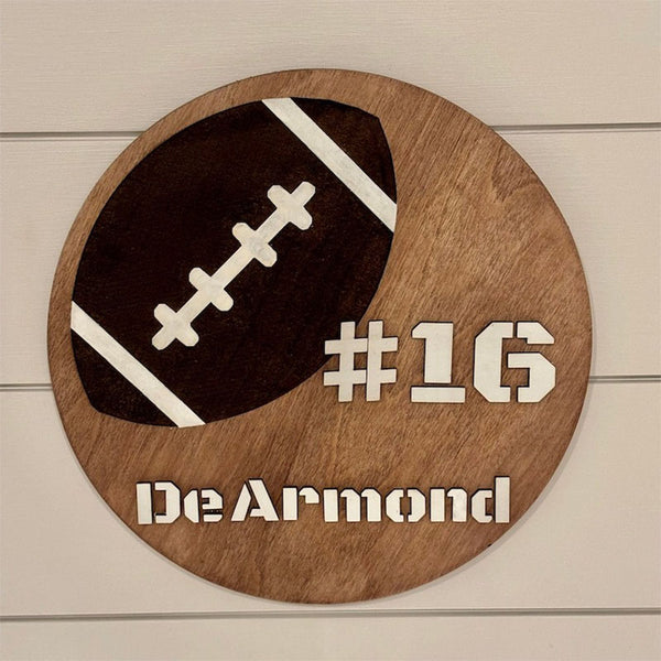 3D Custom Kids Room Decor, Football Wooden Name Sign