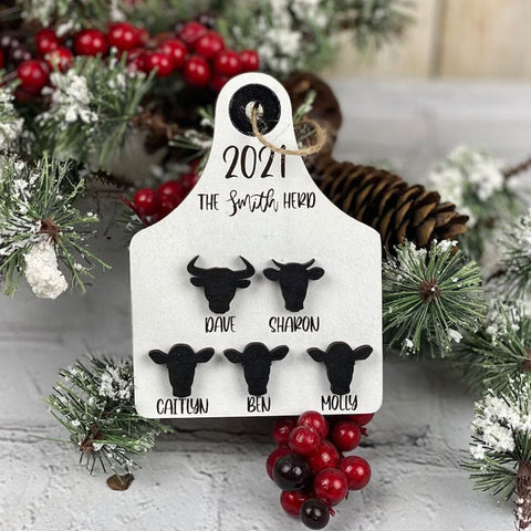 Personalized Family Christmas Ornament, Farm Ornament, Farmer, Cow Tag Christmas Decor, Christmas Gift, Dairy