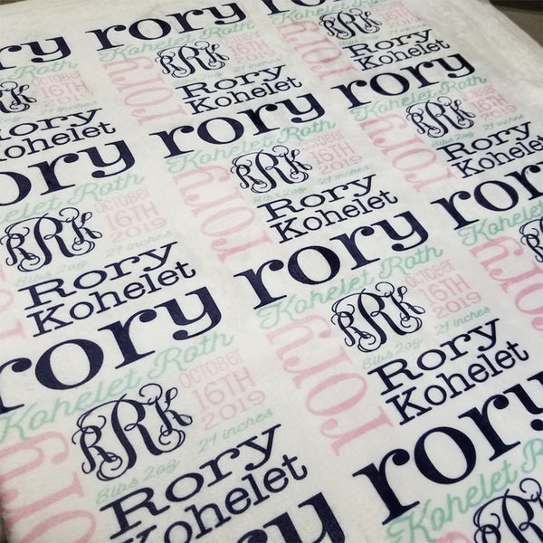 Personalized Baby Blanket, Custom Name Swaddle Receiving Blanket, Unique Baby Gift