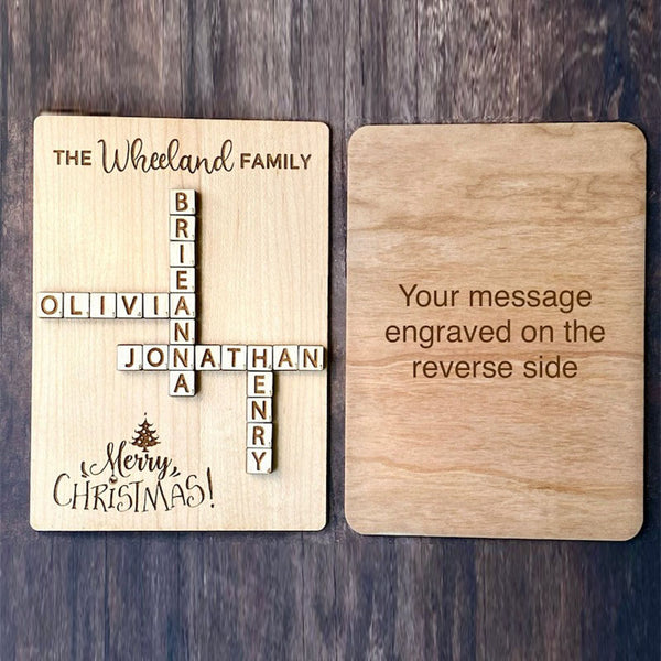 Wooden Mother's Day Card with Name Scrabble Tiles & Stand, Unique Gift for Grandma