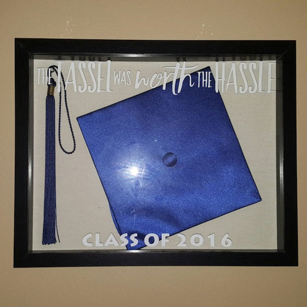 Graduation Cap Tassel Shadow Box, TASSEL Was WORTH The HASSLE, Milestone Keepsake Frame