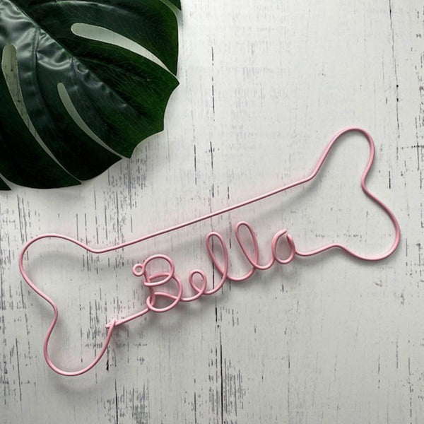 Personalized Dog Bone Name Sign Custom Dog Name Sign Wire Dog Name Sign