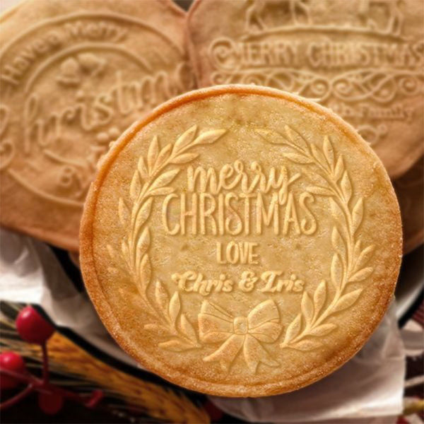 Personalized Christmas Wreath Design Cookie Stamp Family Cookie