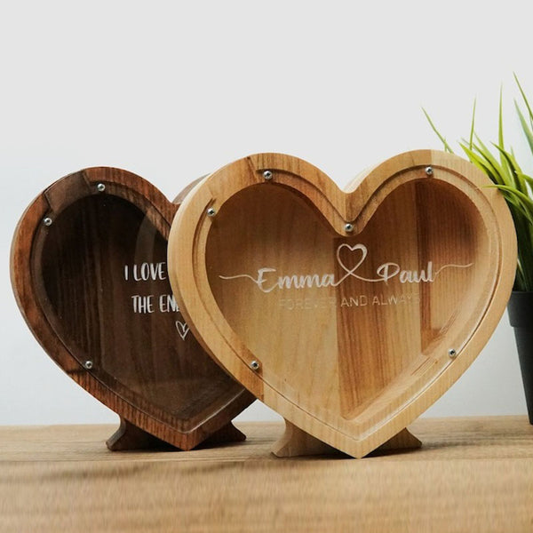 Heart piggy bank, personalized couple gift, boyfriend girlfriend gift unique