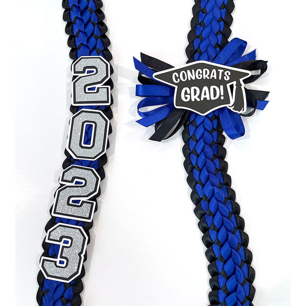 2024 Graduation Leis - Double Braided Ribbon Lei - Class of 2024 - Custom school colors - Satin ribbon leis