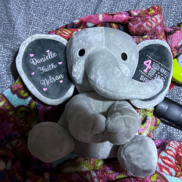 Gift for Baby Girl & New Mom,Personalized Elephant Stuffed Animal