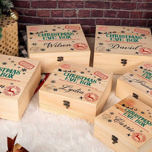 Custom Christmas Eve Box,personalised wooden gift box