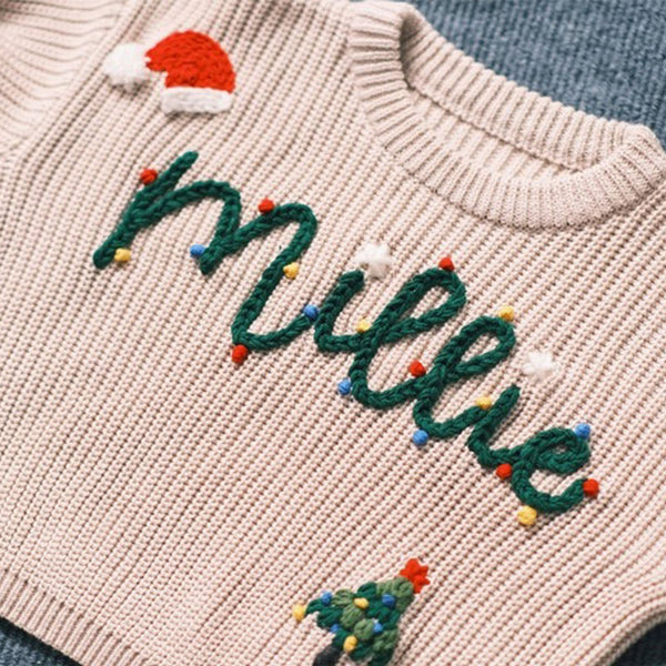 Personalized Hand-Stitched Name & Monogram Adorable Custom Kids' Sweater