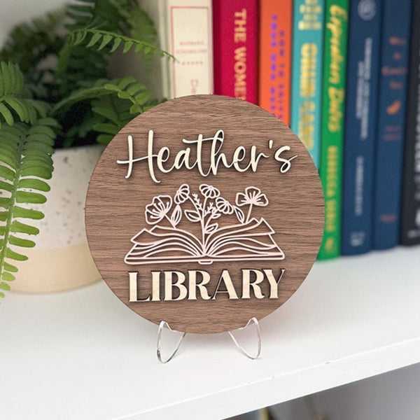 Personalized Library Sign, Book Shelf Decor,Gift for Book Lover