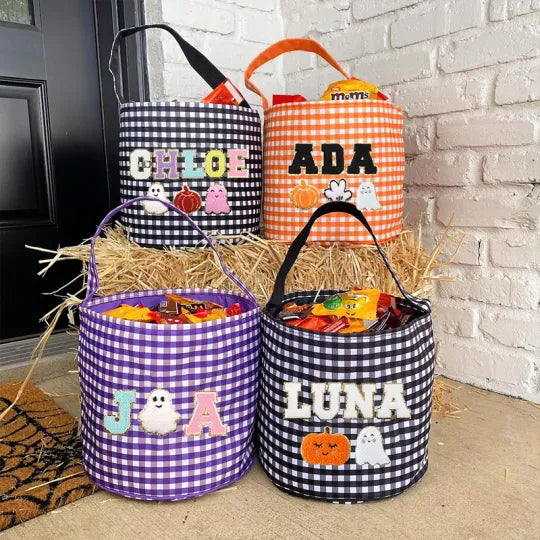 Personalized Chenille Letter Halloween Bucket