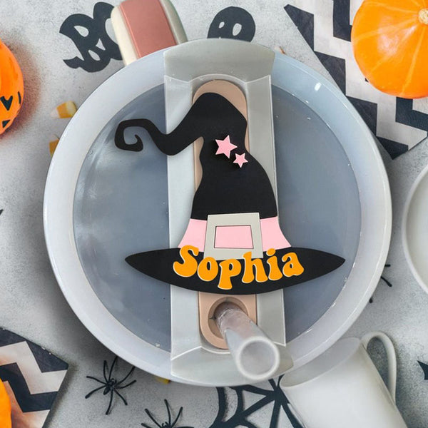 Halloween Fall Name Plate Lid Toppers Autumn Spooky Accessories Personalized Name Tag for Tumbler Name Tag