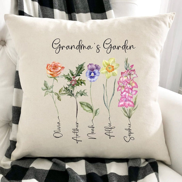 Grandma Mother's Day Gift, Personalize Grandma's Garden Pillow