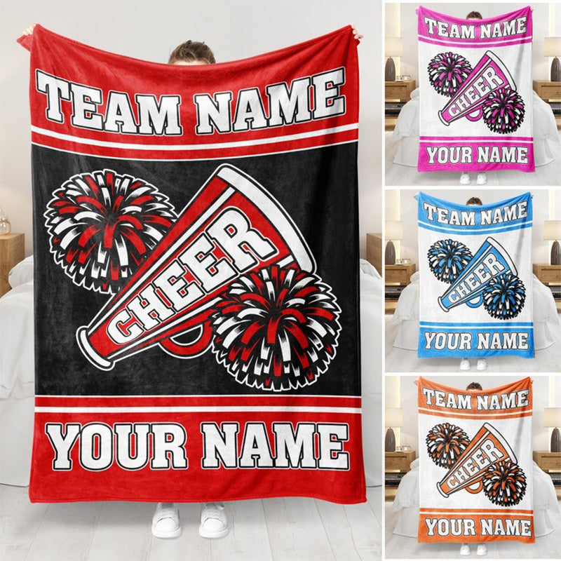 Personalized Cheerleading Blanket, Custom Name And Color Cheerleading Blanket