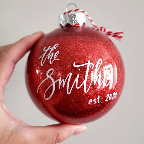 Personalized Glitter Christmas Ball Ornament, Name Bauble Ornament