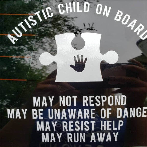 Autism Medical Alert Car Decal, Autistic Child on Board, Autistic Adult