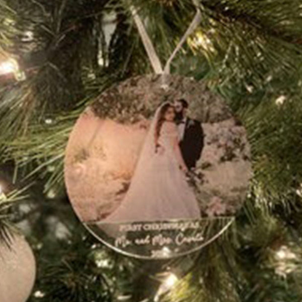 First Christmas Married Ornament, Custom Photo Ornament