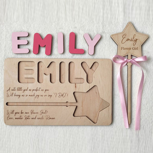 Proposal wand Personalized gift Wooden name puzzle