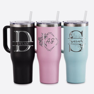 Personalized 40oz Tumbler With Handle, Lid and Straw