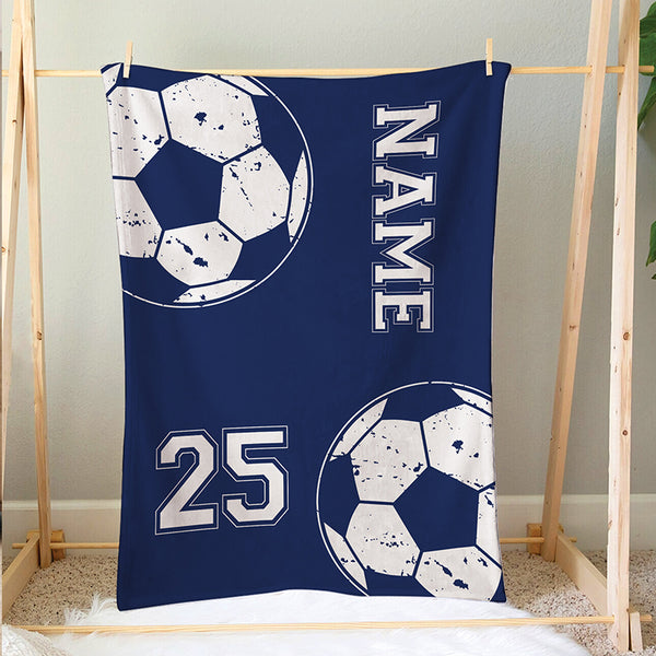 Personalized Soccer Blanket, Custom Soccer Soft Cozy Sherpa Fleece Throw Blankets, Soccer Gift