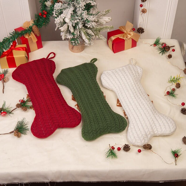 Personalized Dog Bone Christmas Stockings, Custom Holiday Decoration Bone Stockings With Name