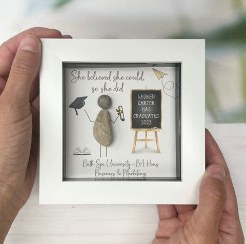 Personalised Graduation Pebble Picture - Framed Pebble Art - Graduation Gift 2023 - Graduation Gifts For Him Her