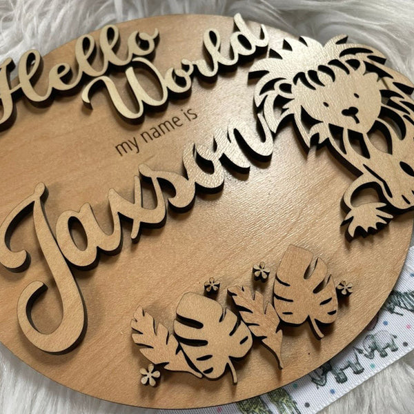 Hello World New Baby Wooden Plaque, Baby Shower Gift