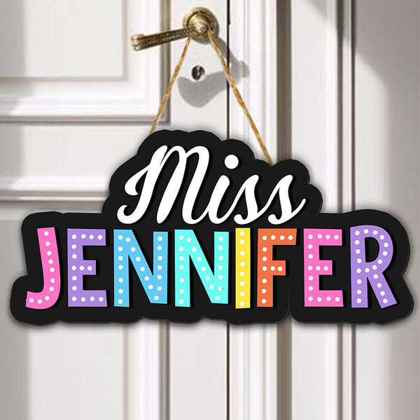 Personalized Rainbow Teacher Name Sign For Door, Teacher Appreciation Gifts