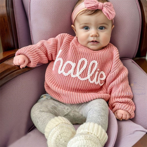 Personalized Hand Embroidered Baby and Toddler Sweaters