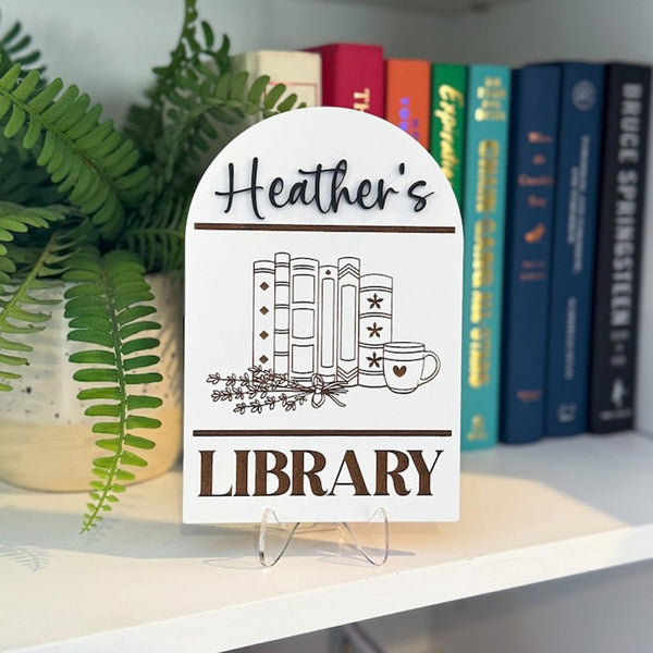 Library Sign, Personalized Library Sign, Book Shelf Decor