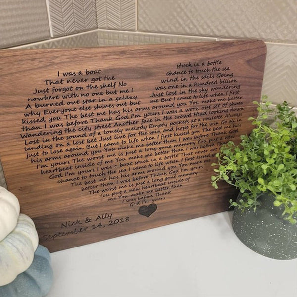 Wedding Song Lyrics Engraved, Wooden Anniversary Gift