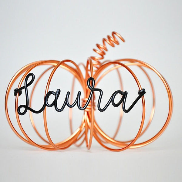 Personalised wire Pumpkin with lights, Halloween Decorations, pumpkin decor, autumn wedding accessories, fall decor, last name sign