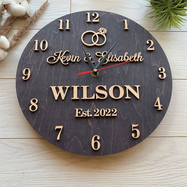 Custom Wall Clock, Personalized Family Name Clock