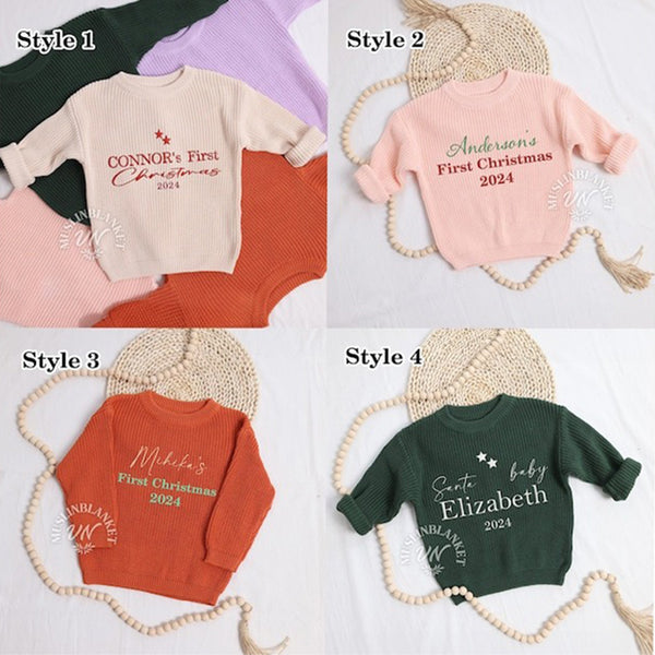 Personalized First Christmas Outfit Knit Sweater