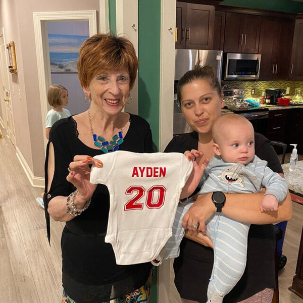 Baby Bodysuit - Custom Personalized Baseball Jersey Bodysuit with the Name and Number