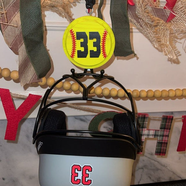 Personalized Softball/Baseball helmet holder with dual hook