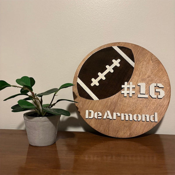 3D Custom Kids Room Decor, Football Wooden Name Sign