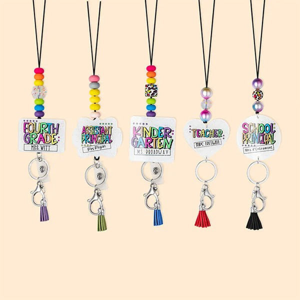 Personalized Beaded Tassel Retractable Lanyard with Name