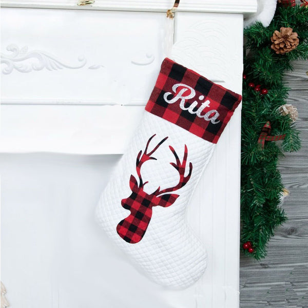 Personalized Christmas Stockings With White Ornaments