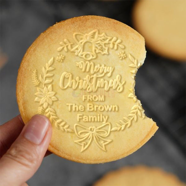 Personalized Christmas Wreath Design Cookie Stamp Family Cookie