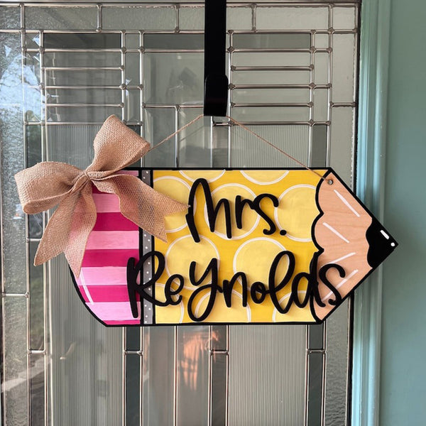 Personalized Teacher Pencil Door Hanger