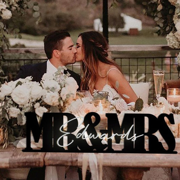 Mr and Mrs wedding logo, sweetheart isolated letter logo