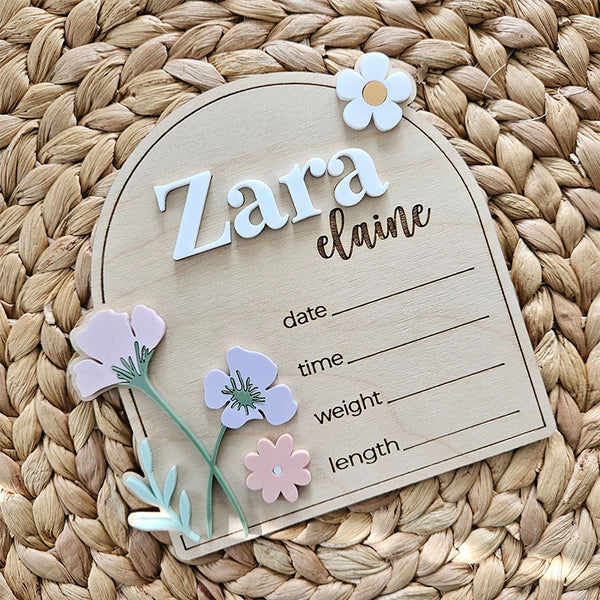 Newborn Birth Announcement Name Plaque | Newborn Footprint Plaque