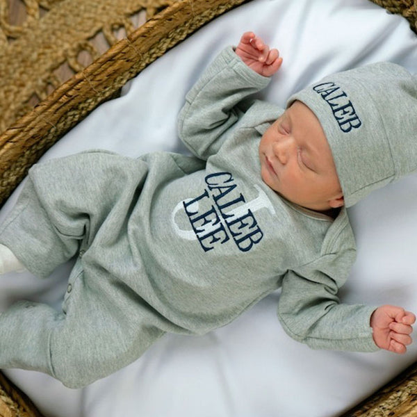 Baby Boy Coming Home Outfit, Newborn Boy Outfit, Print Monogrammed